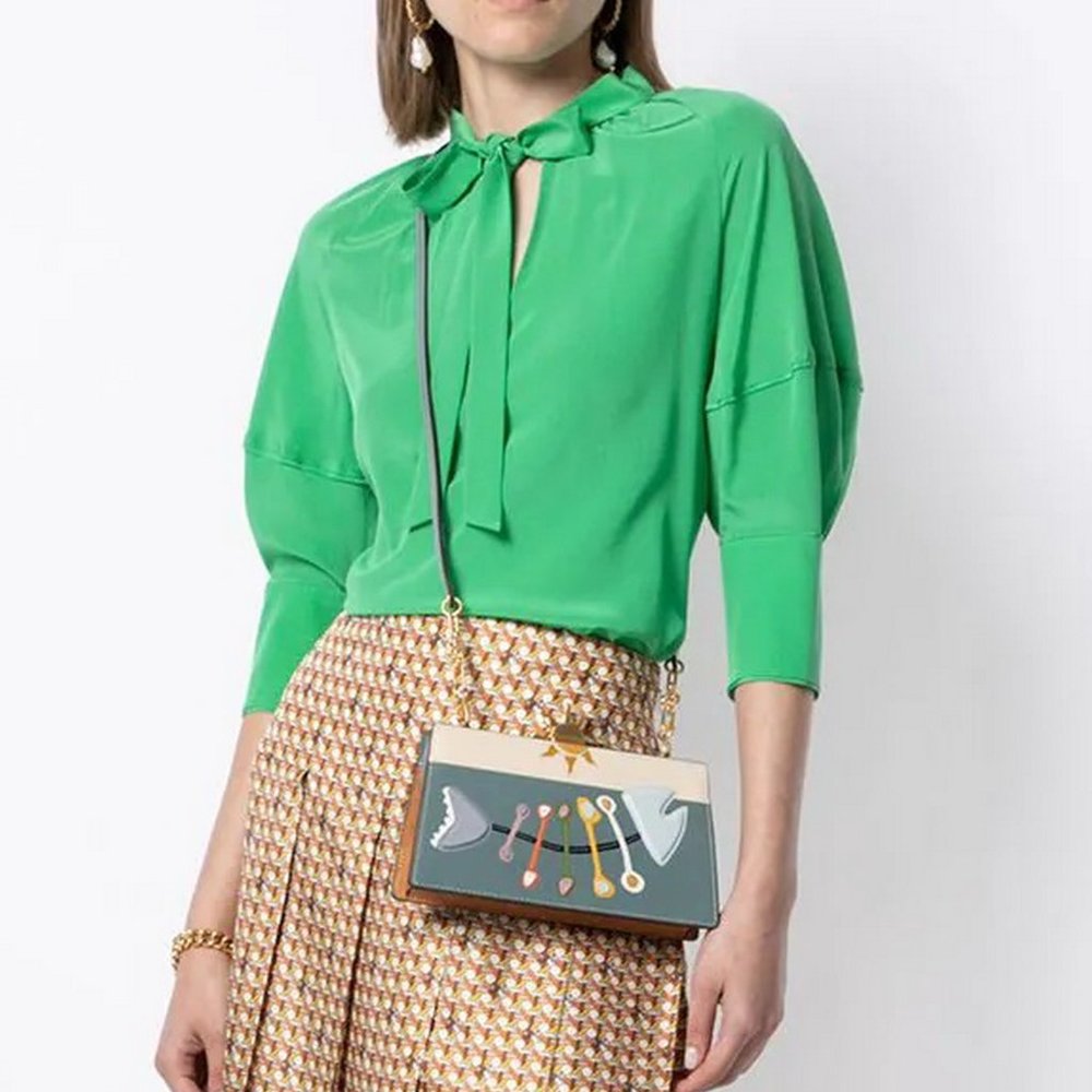 NWT TORY BURCH Fish-appliqué Frame Leather Crossbody Bag